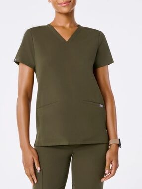 Figs Casma Medical Scrub Top Three Pockets Professional, Fir Green Size M.